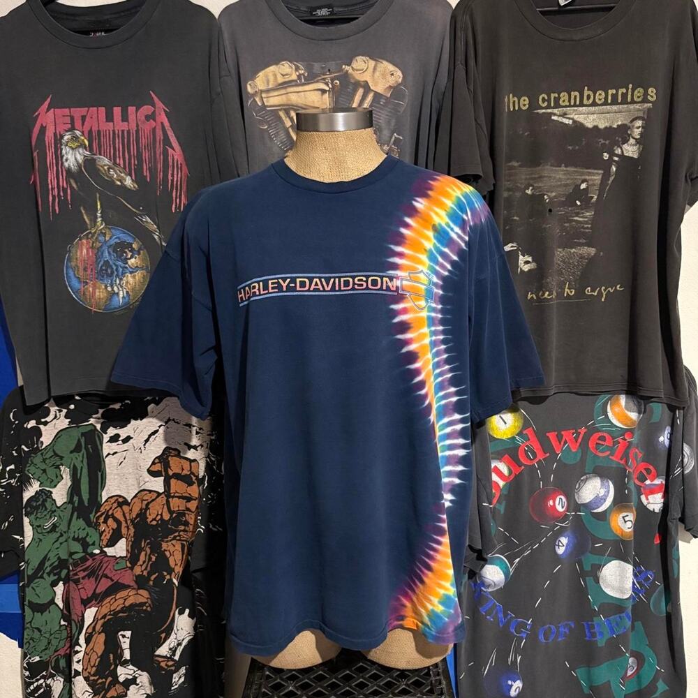 Vintage 1990s Tie Dye Harley Davidson T-shirt